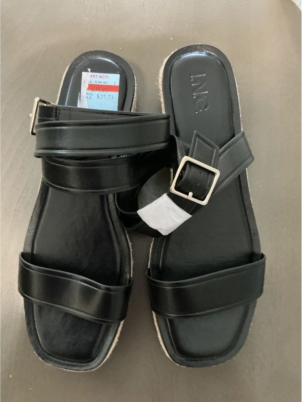 Womans Size 9.5 INC Black Strappy Sandal Espadrille